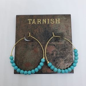 Tarnish Hoop Earrings with Turquoise